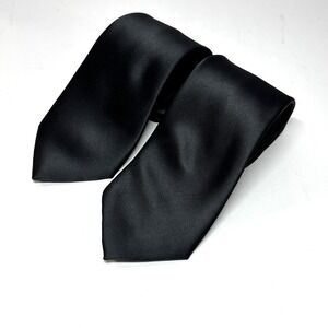 (2) KissTies Necktie Men Black Solid Microfiber Satin Formal Tie Weddings Formal